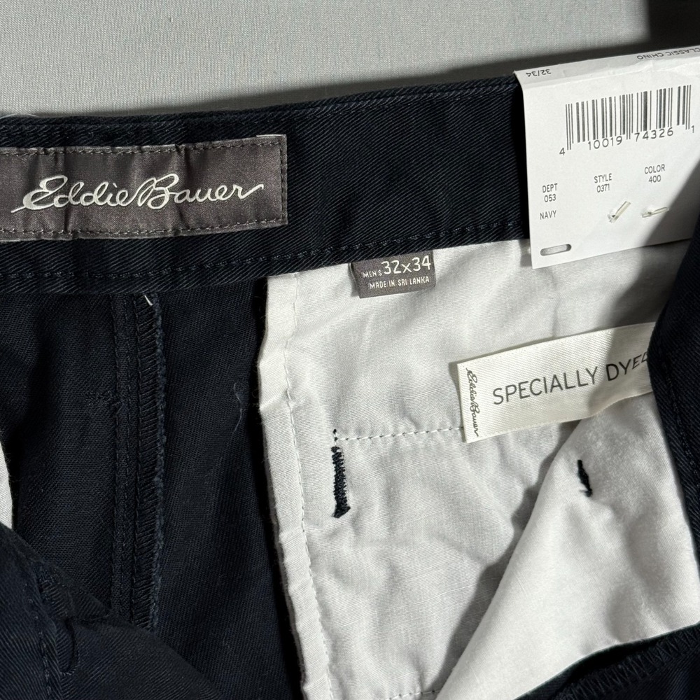 Eddie Bauer Classic Pants NWT Mens 32x34 Navy Blue Straight Leg Soft - Picture 4 of 10